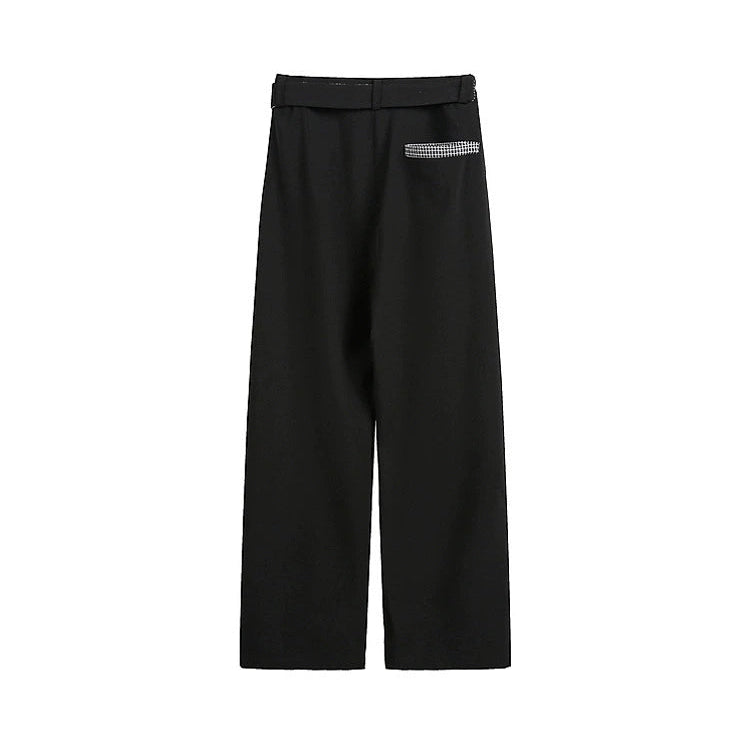 Rivet Pleated Wide-Leg Casual Pants