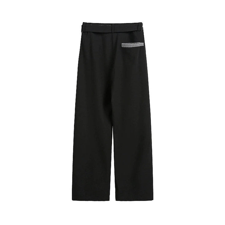 Rivet Pleated Wide-Leg Casual Pants