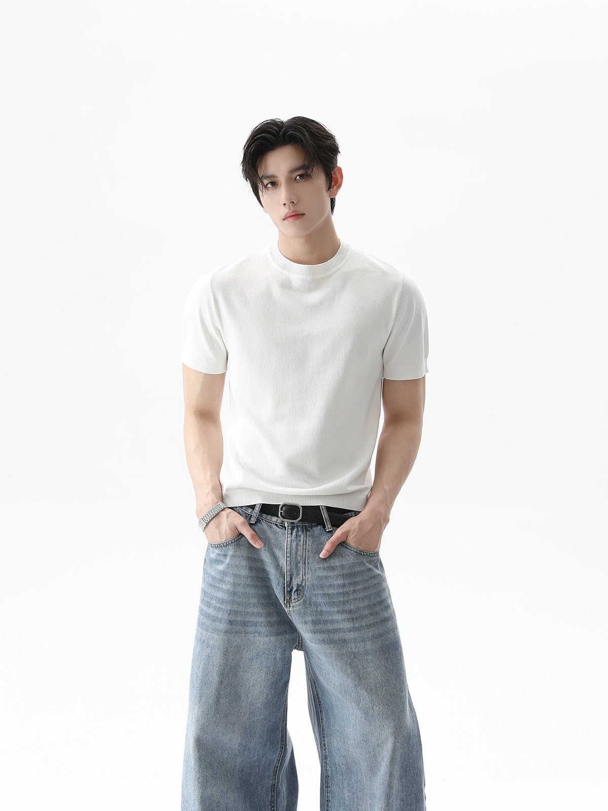 سويت شيرت قصير الأكمام من حرير الجليد القابل للتنفس 