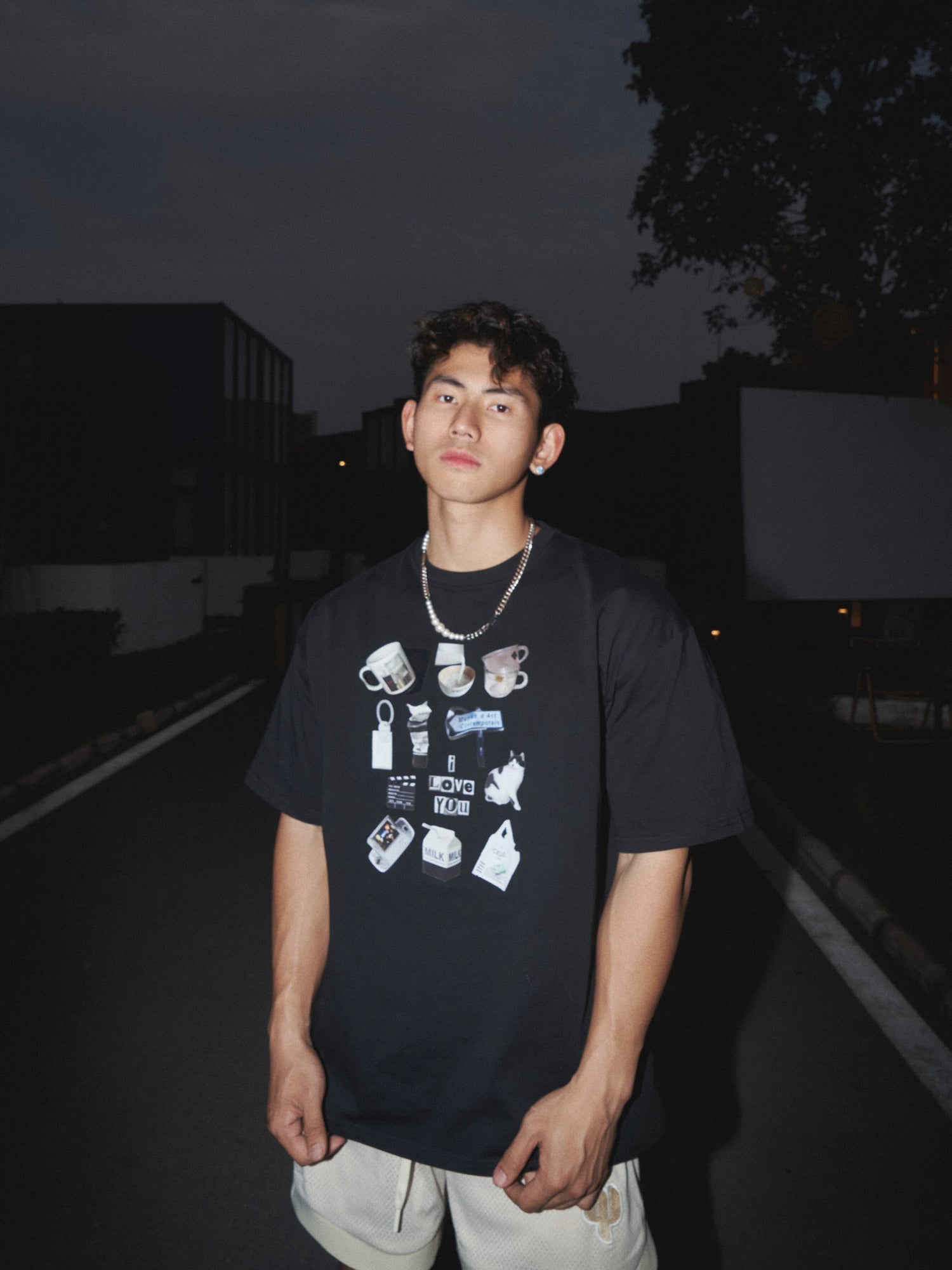 Baumwollbedrucktes Kurzarm-Pullover-Oberteil 