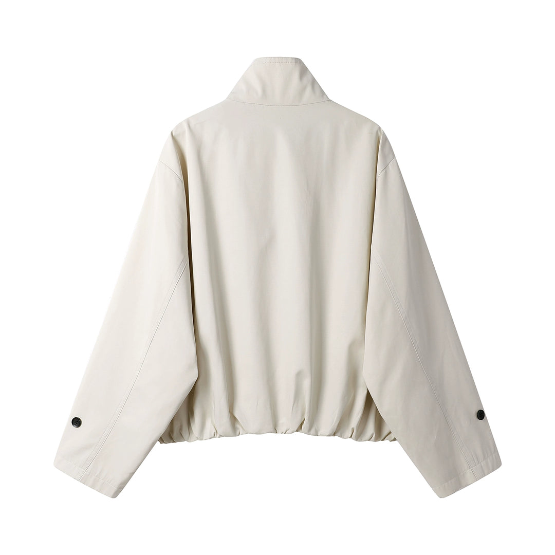 Dubbelknäppt kort trenchcoat med ståkrage 