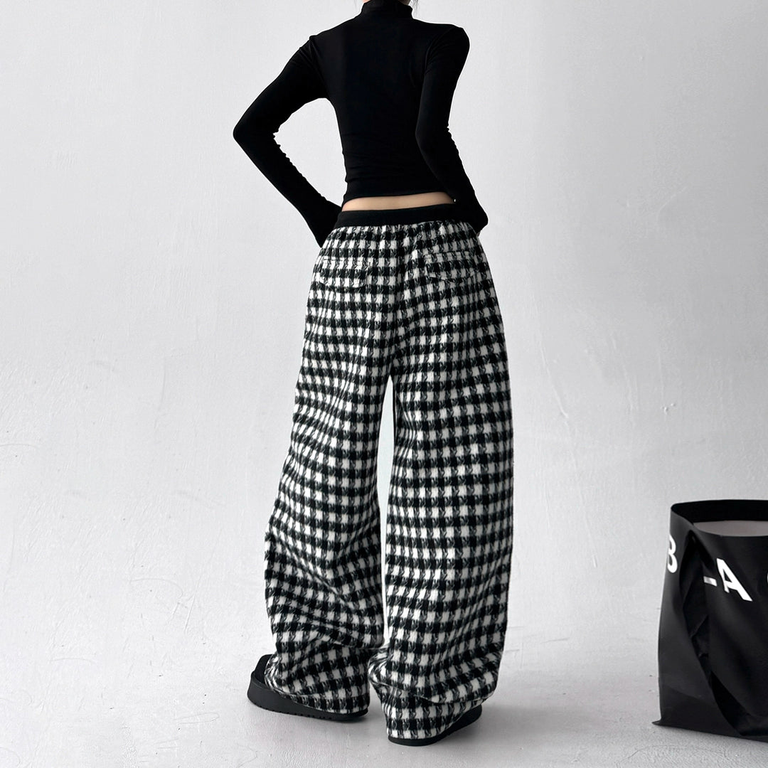 Plaid Wide Leg Casual Loose Pants