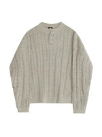 Henry Collar Twisted Knit Sweater