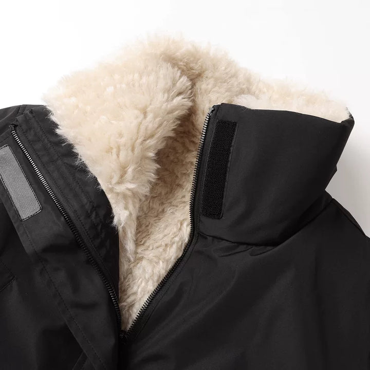 Lammullforet løs passform parka-kåpe 