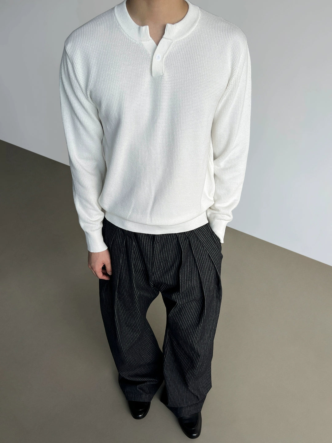 Henley Collar Knitted Shirt