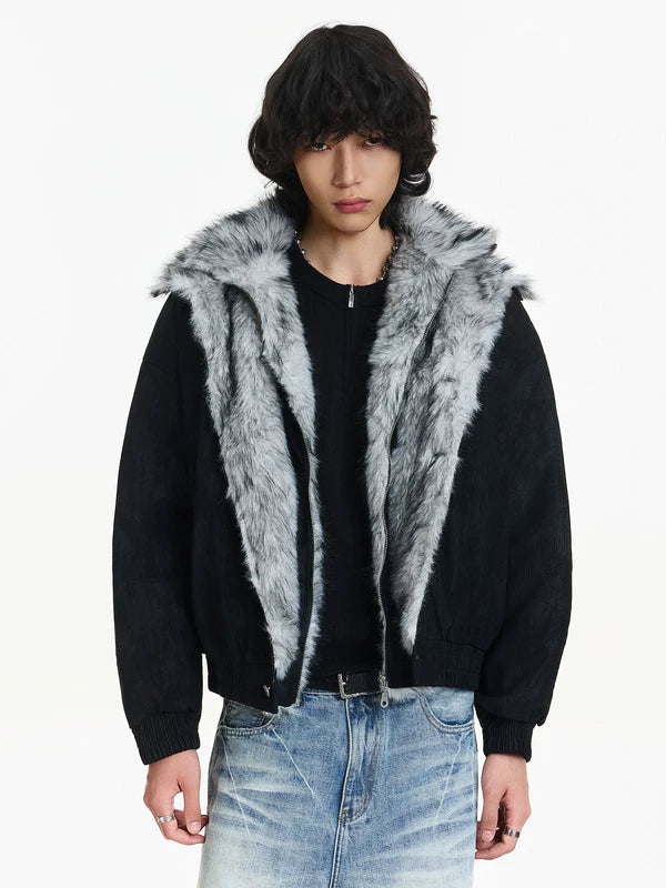 Faux Fur Collar Quilted Winter Jacket