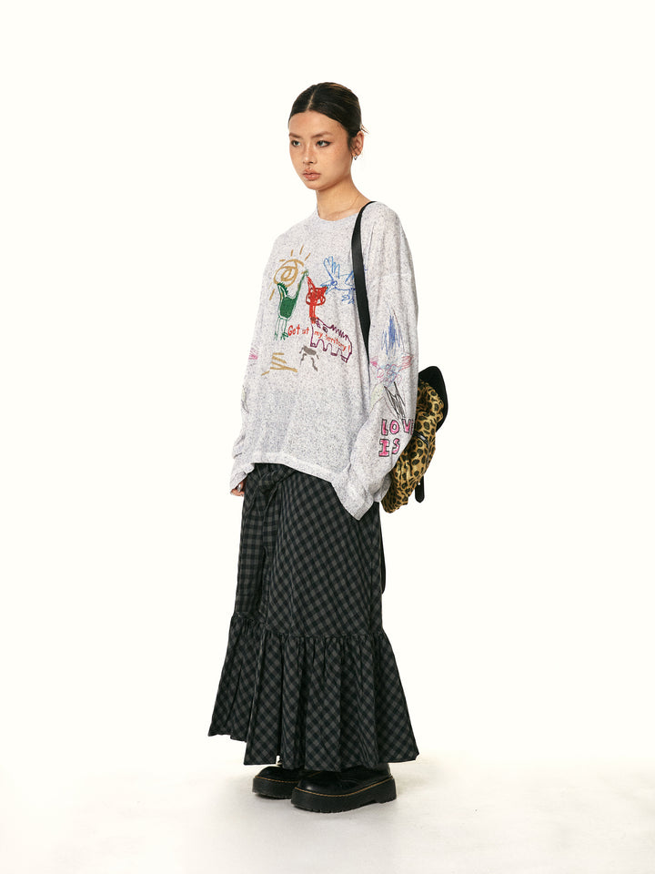 Graffiti Print Long-Sleeve Turtleneck Shirt