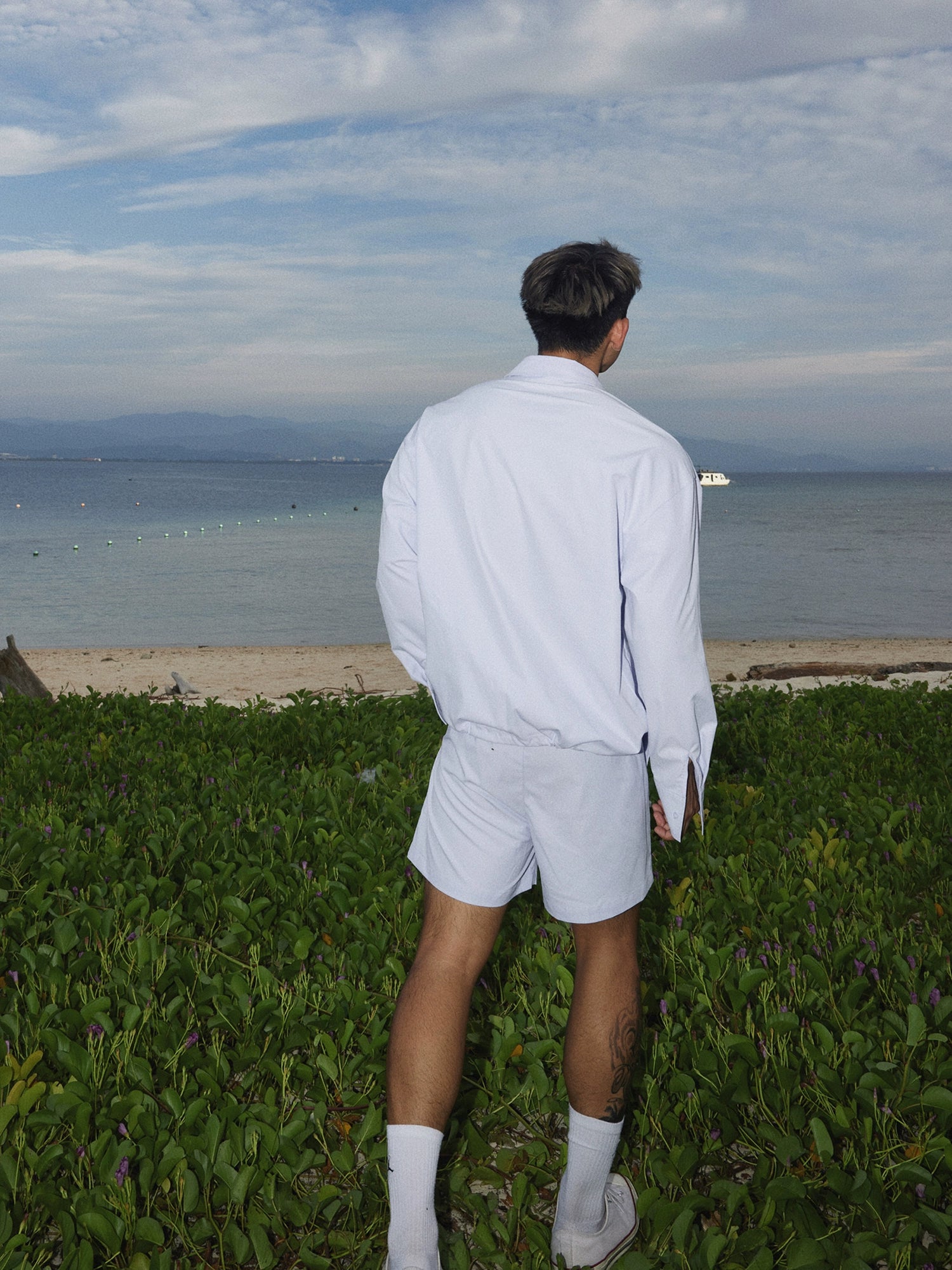 Solid Color Beaded Shirt and Shorts
