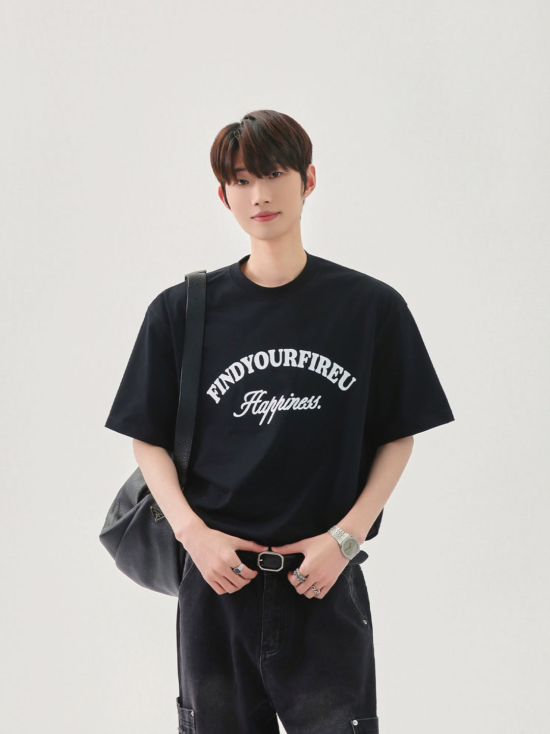 캐주얼 루즈 핏 레터 티셔츠 