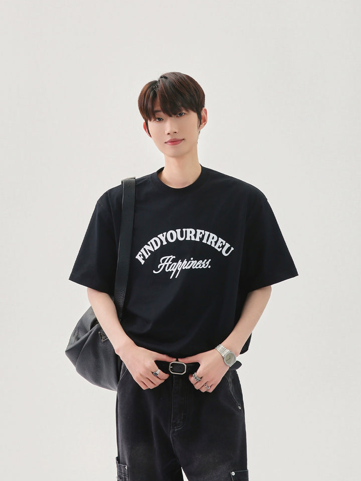캐주얼 루즈 핏 레터 티셔츠 