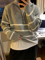 Half-Zip Striped Sweater