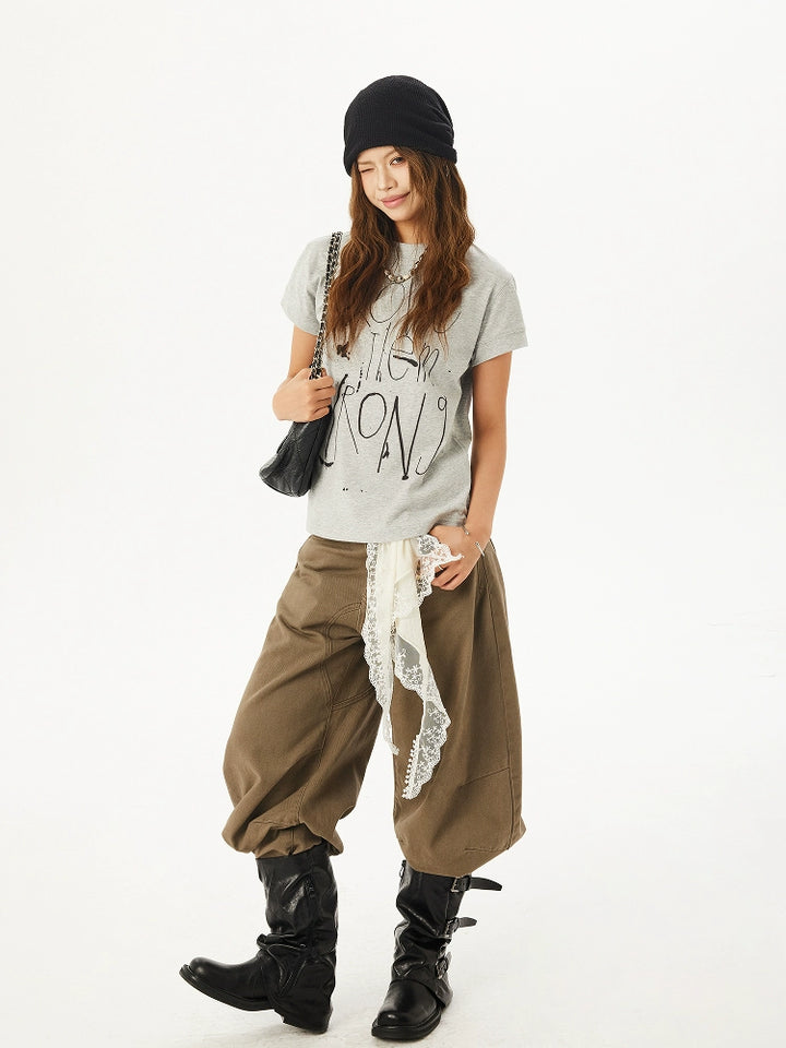Retro Graffiti Short Sleeve Boxy T-shirt