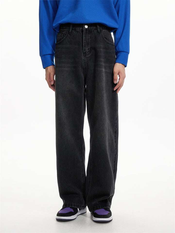 Herren's Lockere gerade Weitbein-Jeans 