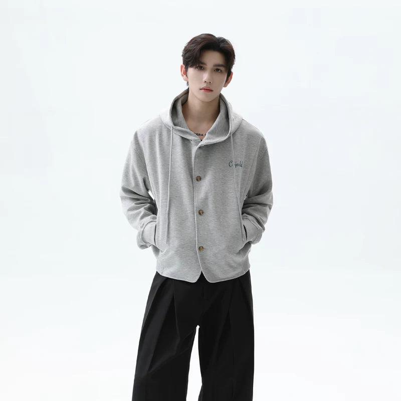 Relaxed Fit Drawstring Hooded Cardigan