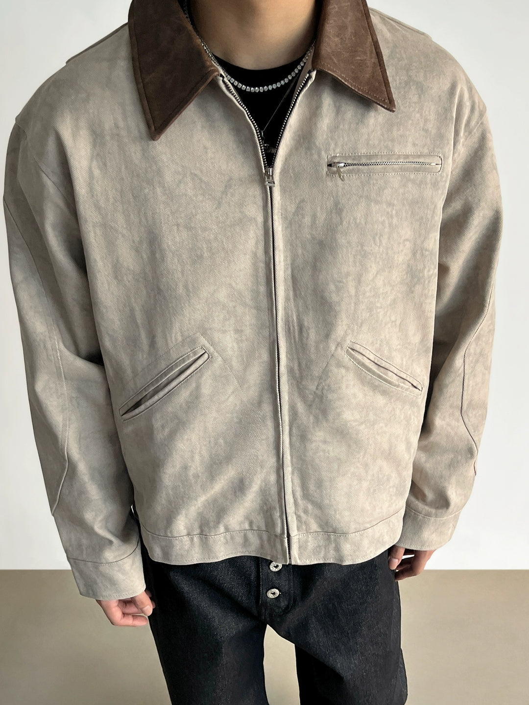 Veste de travail à zip avec col en motif marbré 
