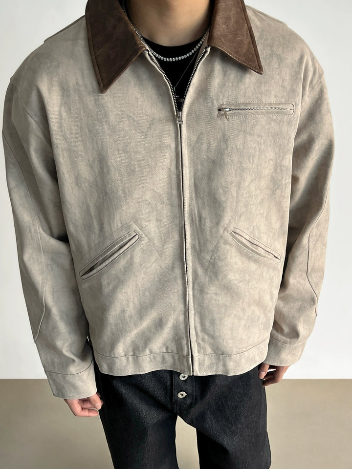 Veste de travail à zip avec col en motif marbré 