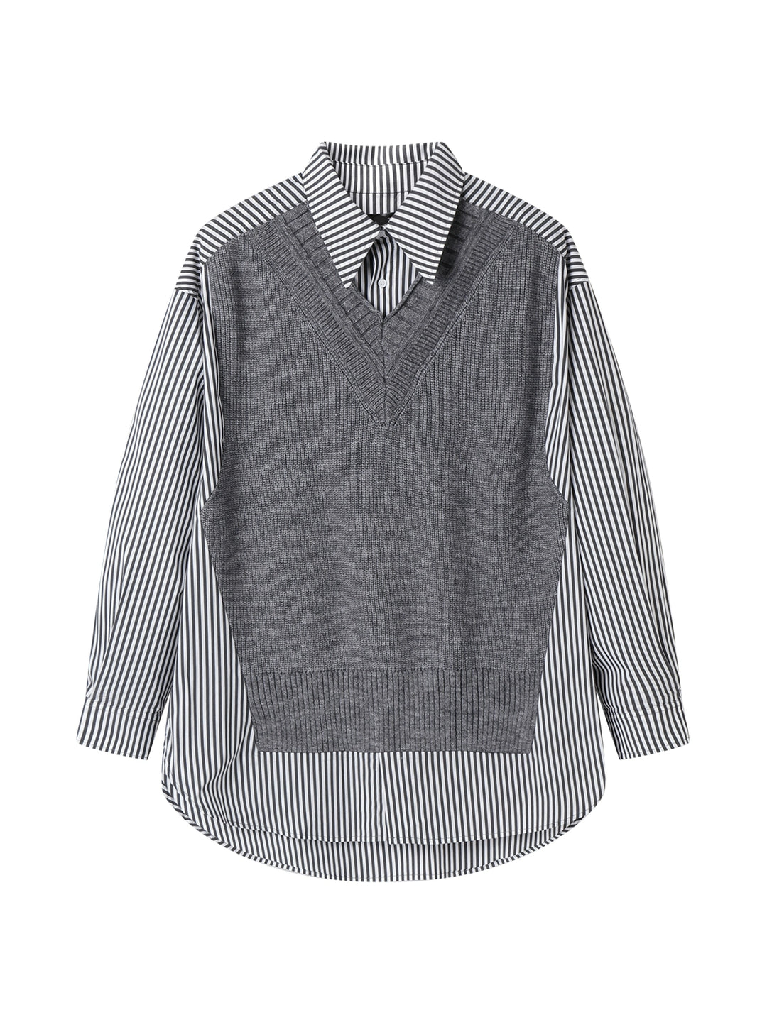 Ensemble de chemise rayée et de pull en tricot 
