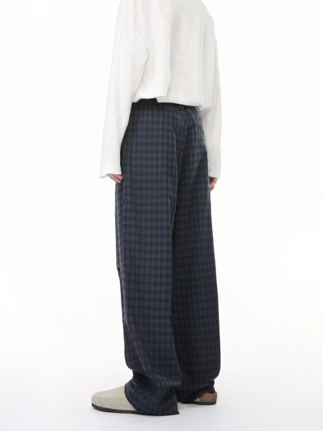 Plaid Elastic Waist Casual Pants