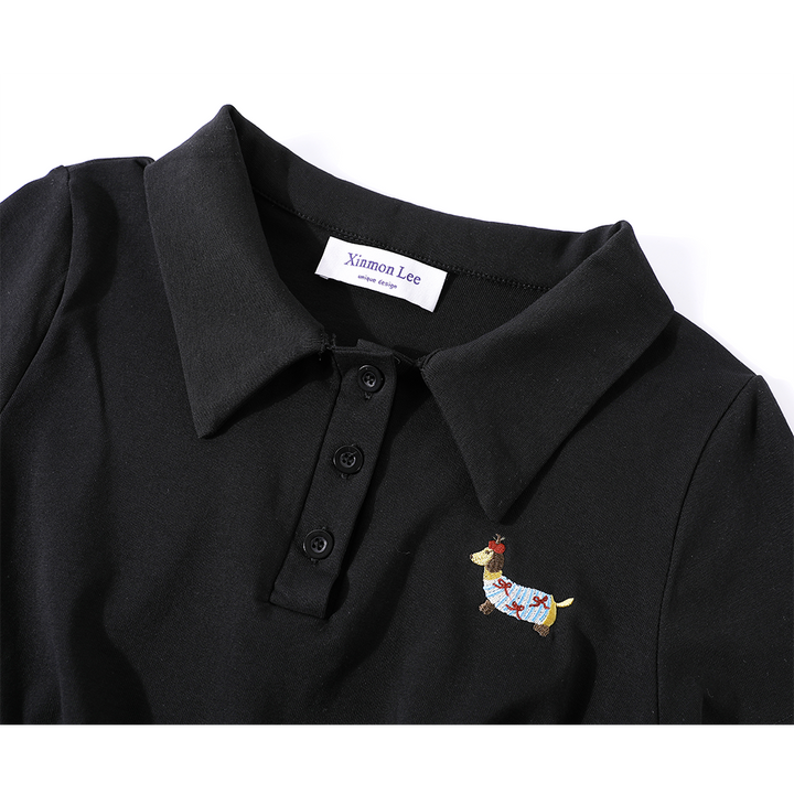 Polo Collar Short Sleeve T-Shirt Dress