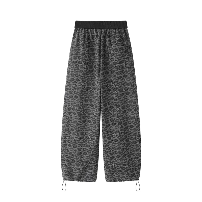 Leopard Print Wide-Leg Jogger Pants