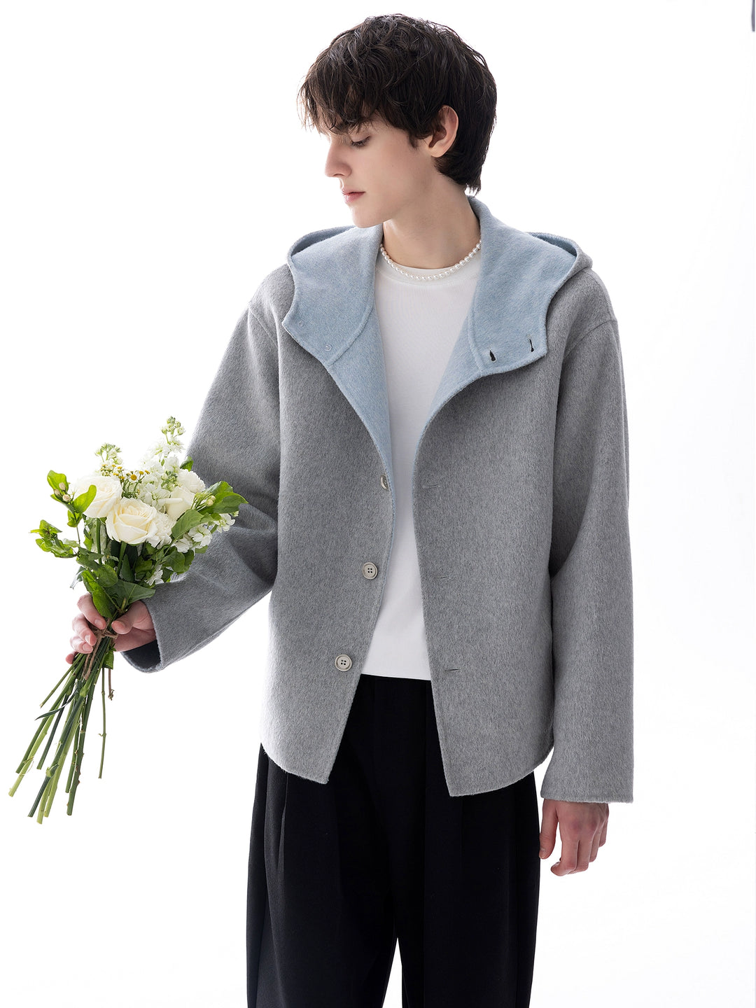 Double-Faced Wool Hooded Jacket