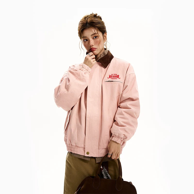 Embroidered Fleece-Lined Jacket Coat