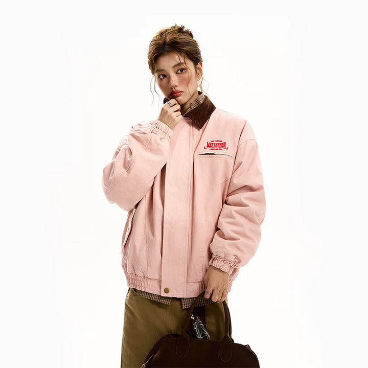 Embroidered Fleece-Lined Jacket Coat