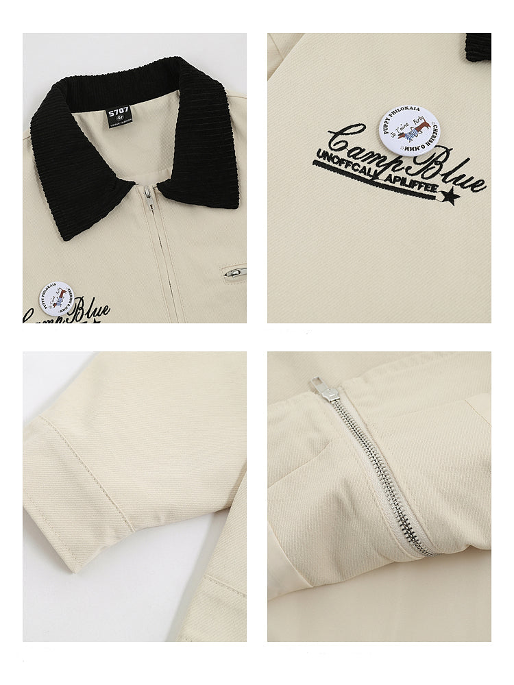 Embroidered Badge Lapel Jacket