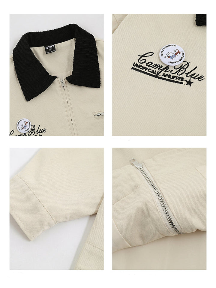 Embroidered Badge Lapel Jacket