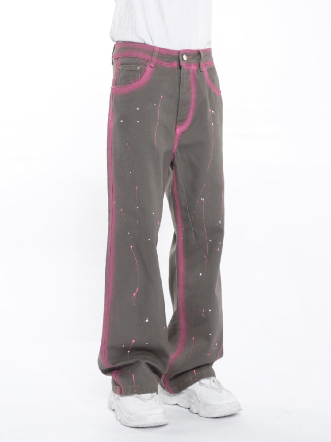 Graffiti-Inspired Straight Denim Pants