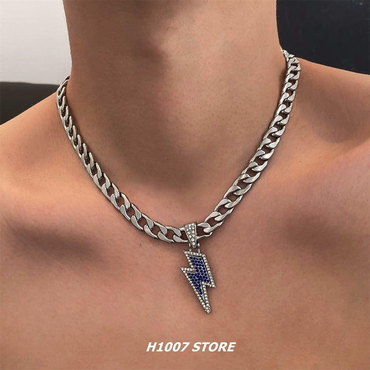 Lightning Pendant Cuban Chain Necklace
