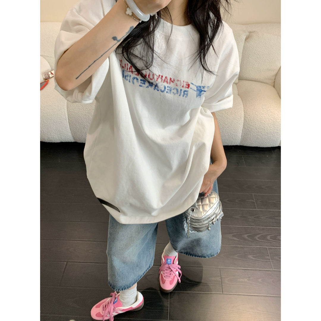 Relaxed Fit Letter Print T-Shirt
