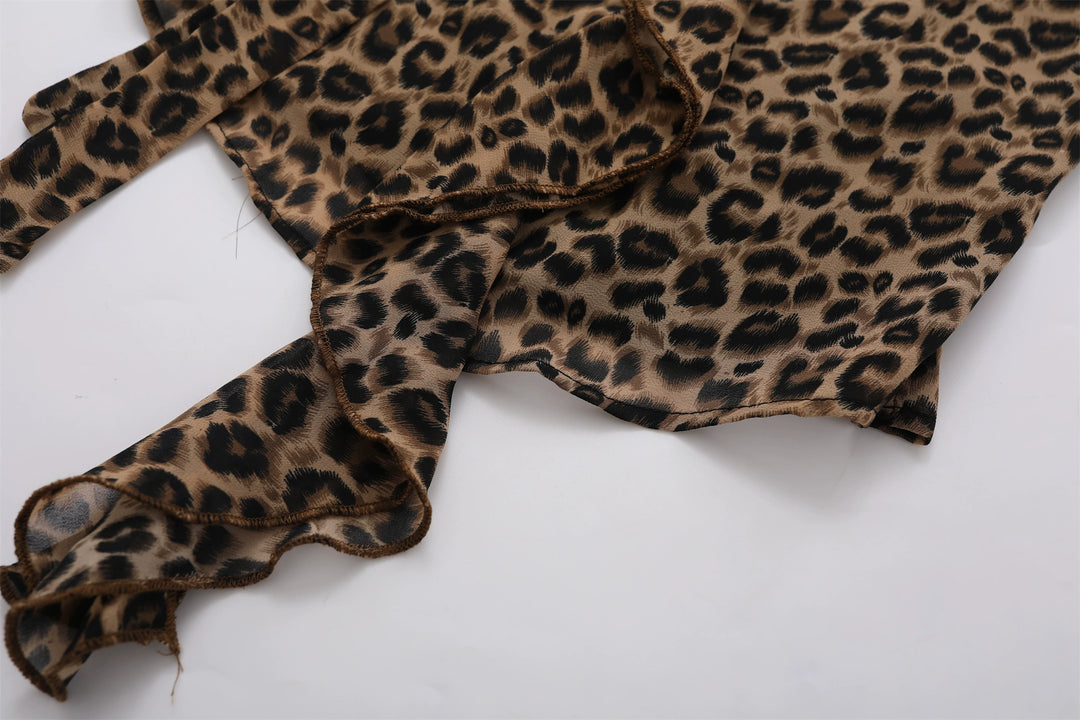 Leopardmönstrad halterneck ärmlös topp 