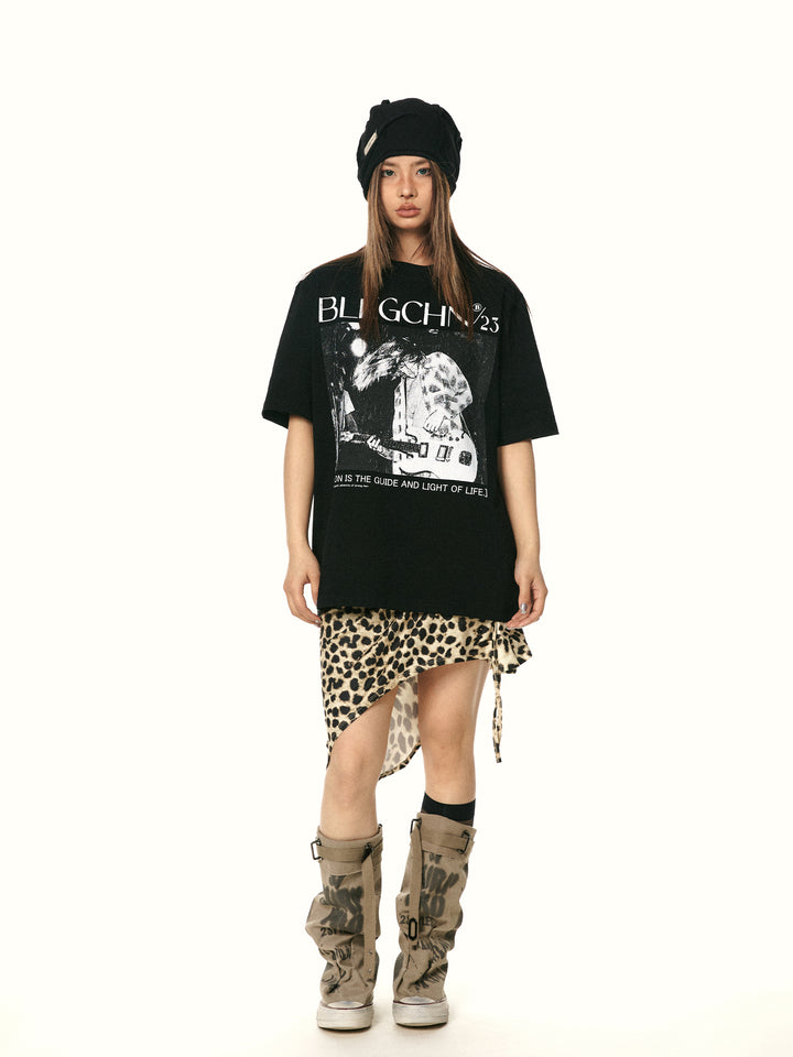 Retro Print Loose Street T-shirt