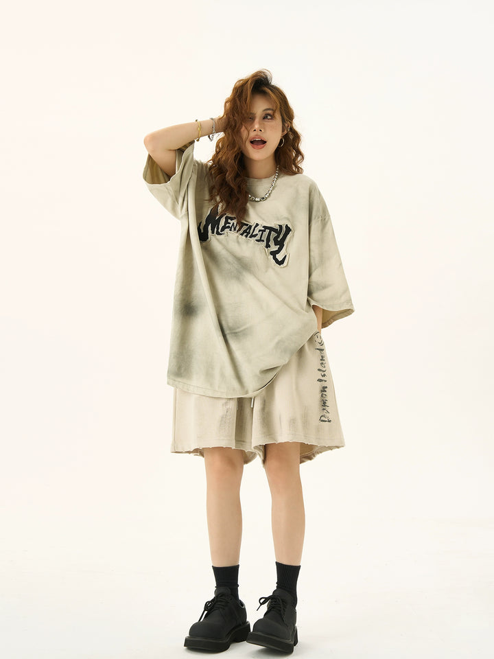 Distressed Oversized Graphic Short Sleeve T-Shirt