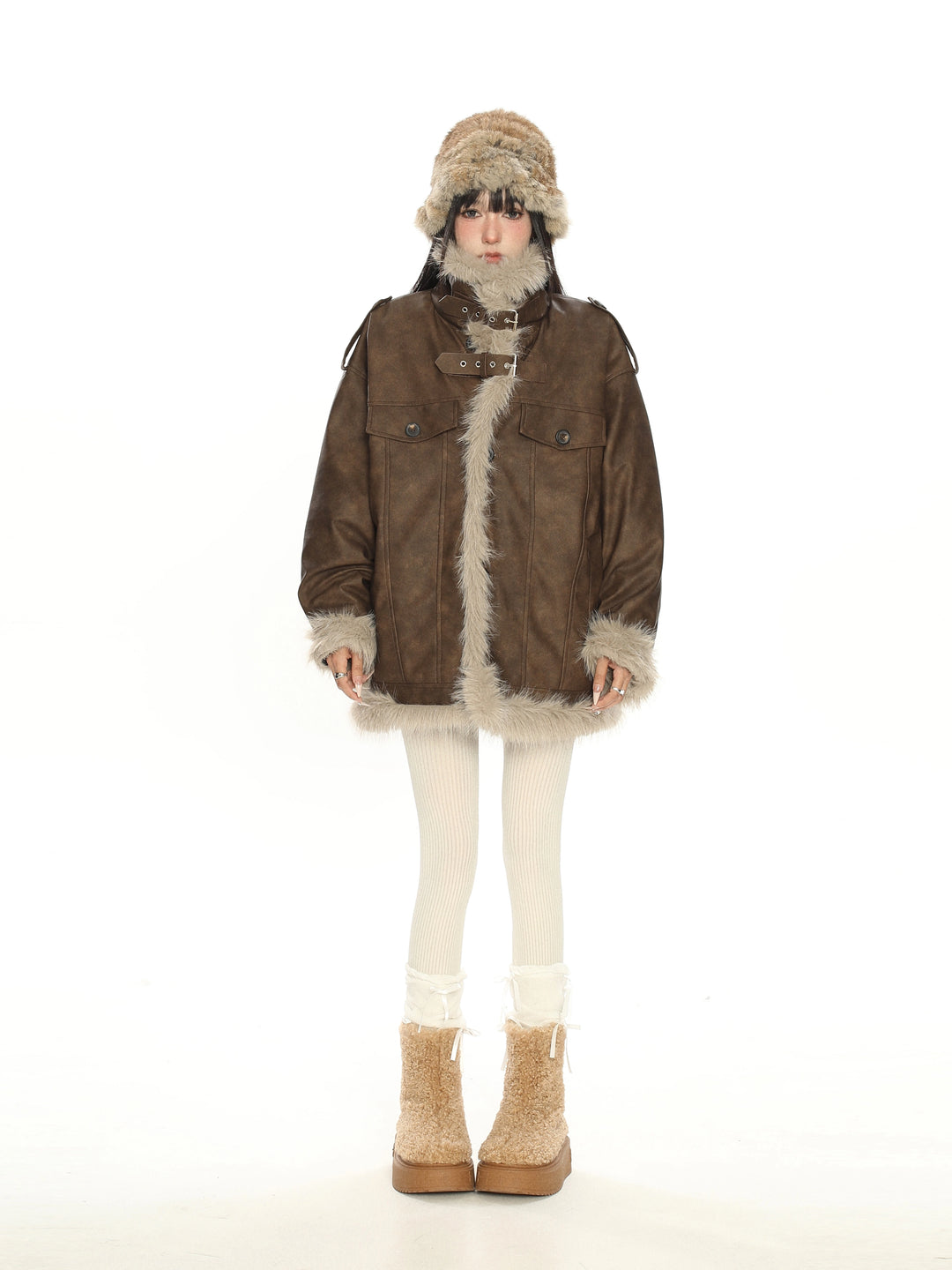 Lambswool Fur Lined Warm Coat