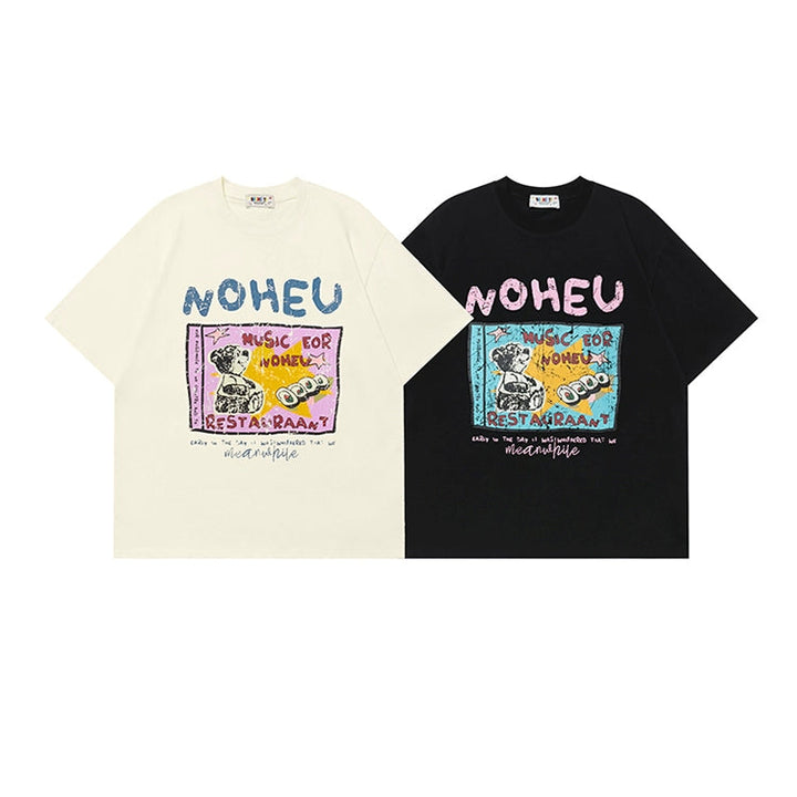 T-shirt in cotone a maniche corte con stampa di orso 