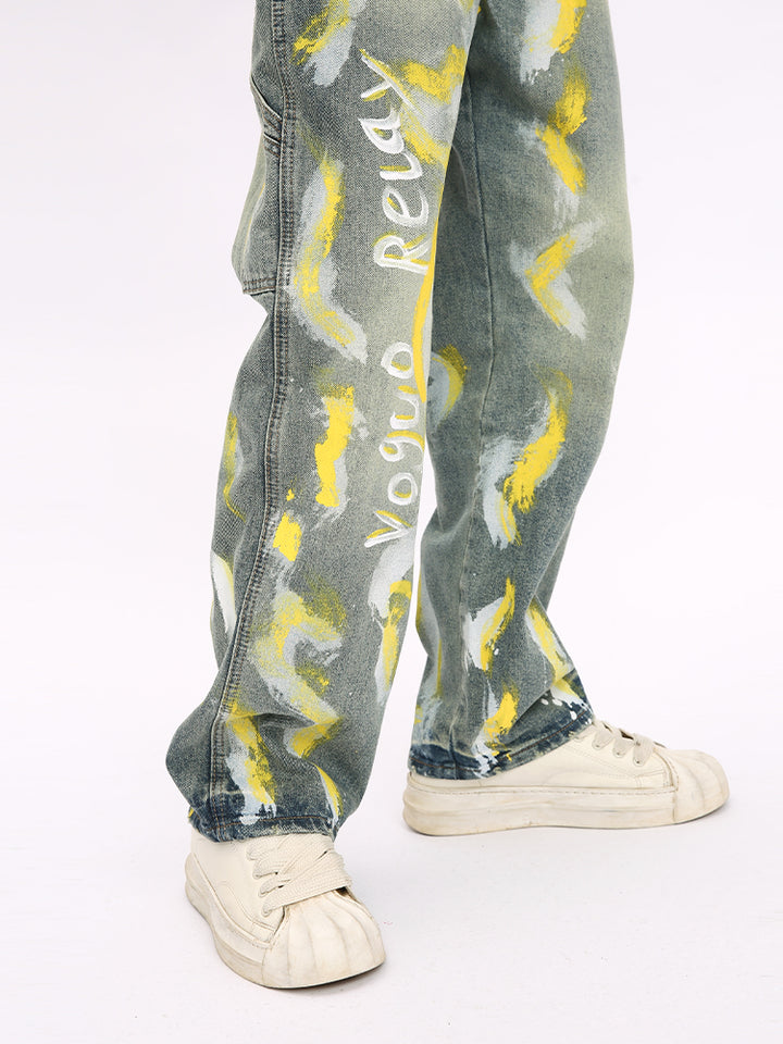 Graffiti Kunst Locker Gerade Jeans 