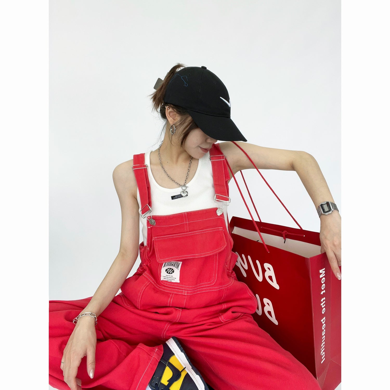 Denim Loose Fit Cargo Overalls