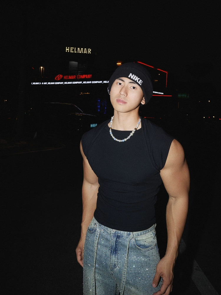 Slim Fit Sleeveless Round Neck Vest