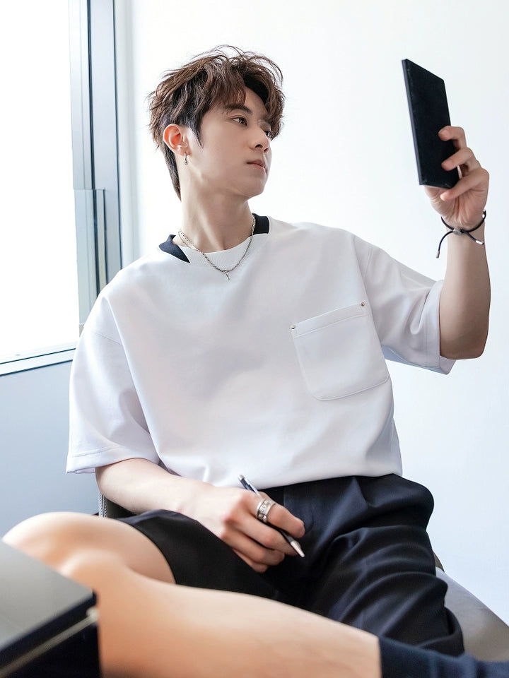 Spliced Short Sleeve T-Shirt