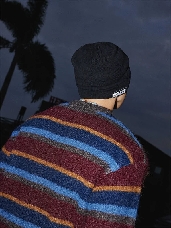 Pull en tricot rayé décontracté rétro 