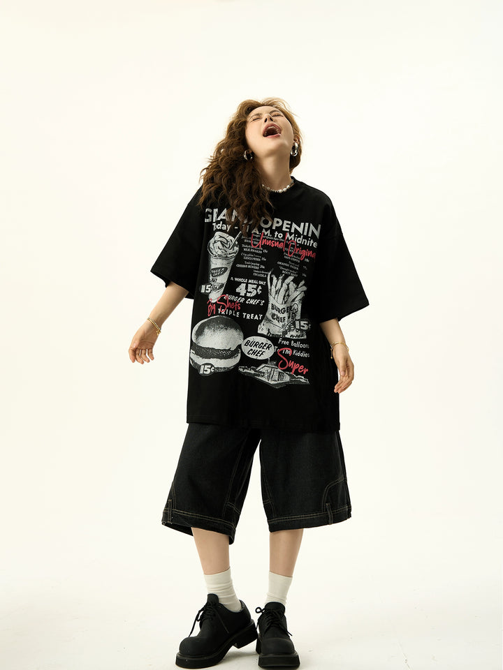 Retro Grafisch Oversized Korte Mouwen T-shirt 
