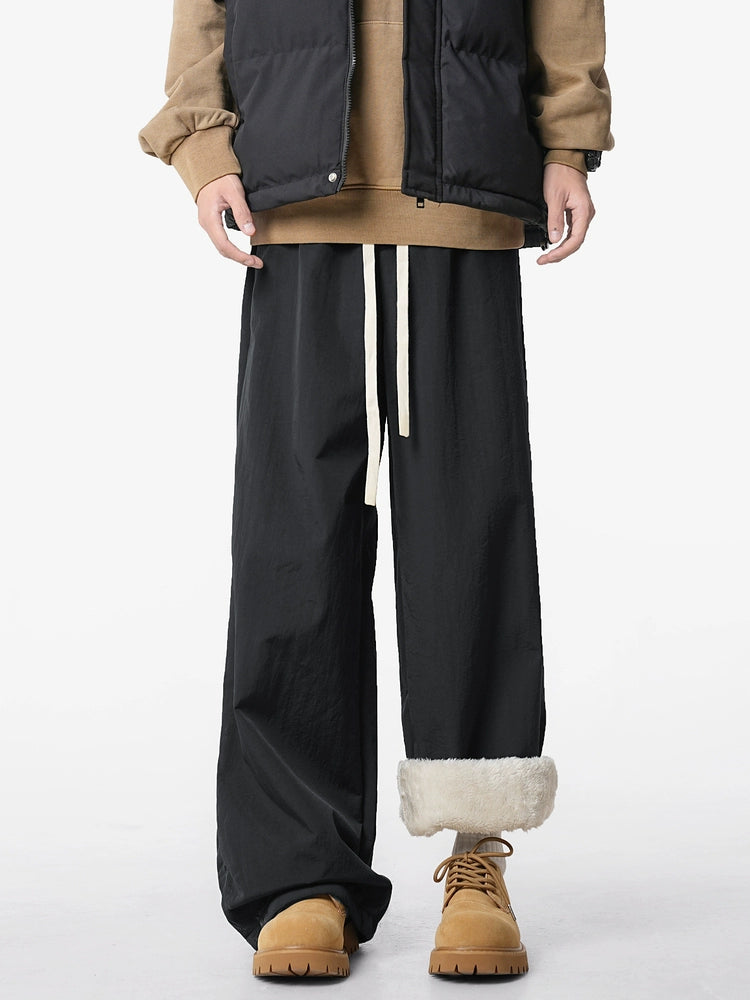 מכנסי קארגו חורף רחבים עם בטנת פליס 