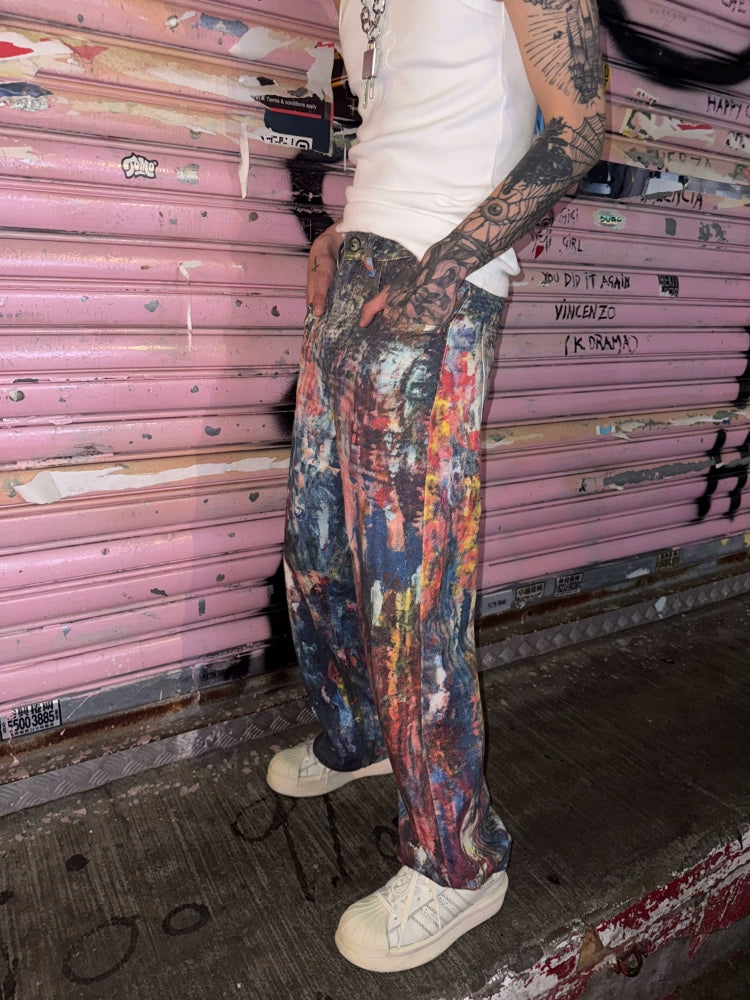 Graffiti Ölmalerei Lockere Jeanshose 