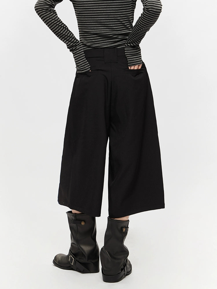 Wide Leg Cropped High Waist Pants