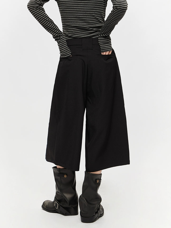 Wide Leg Cropped High Waist Pants