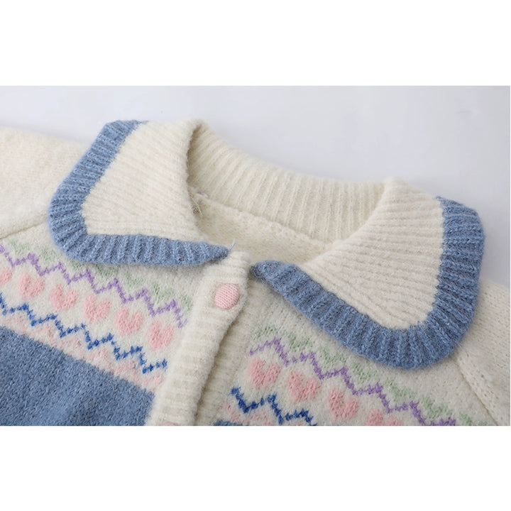 Jacquard Snowman Lapel Knit Sweater