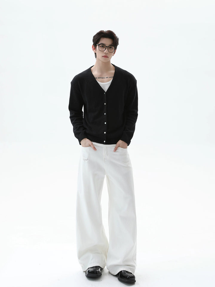 Linen Knit V-Neck Cardigan