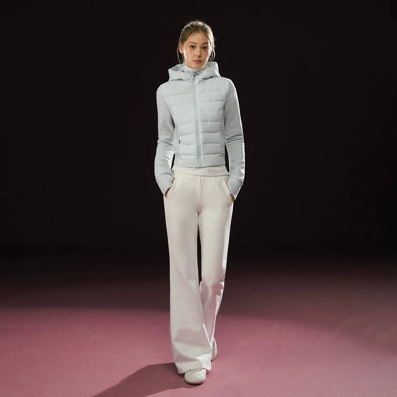 Jaqueta de Plumas Patchwork com Capuz 